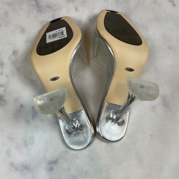 Tony Bianco Serri Clear Vinyl + Metallic Silver Hourglass Heel Mule Sandals Sz 7 - Picture 8 of 12